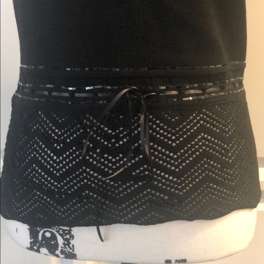 ST. JOHN Black Knit Tank With Crystals and Lace - Picture 3 of 7